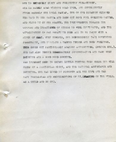 WINIFRED LEWIS. cont. 257 x 205 mm typed sheet