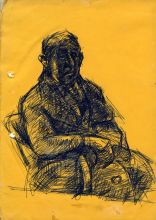 item 127 Drawing of ABRAHAM WEINBERG 315 x 210 mm pen on yellow paper item 127 Drawing of ABRAHAM WEINBERG 315 x 210 mm pen on yellow paper